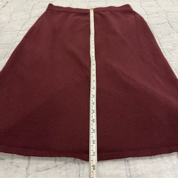 Talbots Ribbed Knit Pull On Midi Skirt Womens Medium Maroon Burgundy Stretch - Picture 9 of 10
